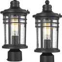 Darkaway Outdoor Post Lights Lamp Posts Outdoor Lighting, Waterproof Aluminum Post Lights Outdoor Light Fixtures with Glass, Light Posts for Outside Patio Yard (2 Pack, Black)