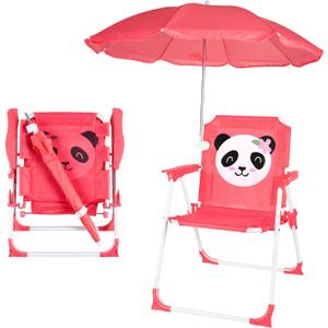 PLULON Kids Beach Chair with Umbrella - Folding Lawn & Camping Chair with Summer Shade for Beach, Pool, Travel & Outdoor (for 1-5 Years Old) (Red)