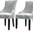 Lellen Velvet Stretch Wingback Chair Cover Slipcover - Reusable Protector Cover for Dining Room Banquet Home Decor etc Machine Washable Hand Washable (Silver Grey, 2PC)