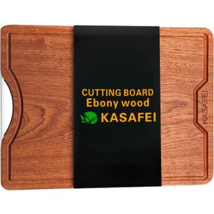 kitchen solid wood cutting board, ebony cutting board, with juice groove, handle, base, double-sided use, suitable for meat, vegetables, cheese, home cooking supplies