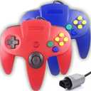 Tevodo N64 Controller, Upgraded Joystick Classic Wired Controller Compatible with N64 Console(Red and Blue)