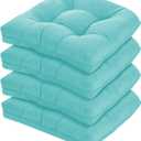 19x19 Outdoor Chair Cushions Set of 4, Tufted Wicker Patio Furniture Cushions, Thick Outdoor Seat Cushions for Lawn Chairs, Overstuffed and Water Resistant, Teal