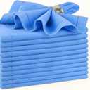Palisa Light Blue Cotton Napkins Set of 12 | Premium Hemstitch Detailing Cloth Dinner Napkins 18x18 Inch | Soft Washable & Reusable Table Napkins for Everyday Use Weddings Restaurants & Hotels