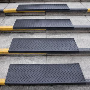Spurtar 35" x 9.85" Rubber Stair Treads, 5Pack Outdoor Stair Treads Non-Slip with Nosing for Wooden Concrete Marble Tile Metal Steps Black