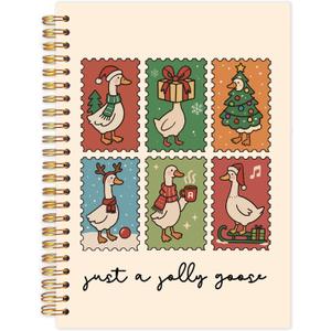 Yhtrg Christmas Goose Spiral Notebooks, Goose Love Gifts, Cute Christmas Holiday Duck Journal Gifts for Women, Xmas Festive Farm Animal Notebook Journal for Note Taking, 5.5x8.3 Inch