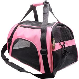 Cat Carrier,Soft-Sided Pet Travel Carrier for Cats,Dogs Puppy Comfort Portable Foldable Pet Bag Airline Approved (Medium-LightPink)