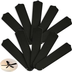 10Pcs Replacement Fan Blades for 42 52 Ceiling Fan Waterproof Weatherproof Fan Blades Replacement for Broken Substitution Replacing Indoor Outdoor Summer(Black,42 Inch)
