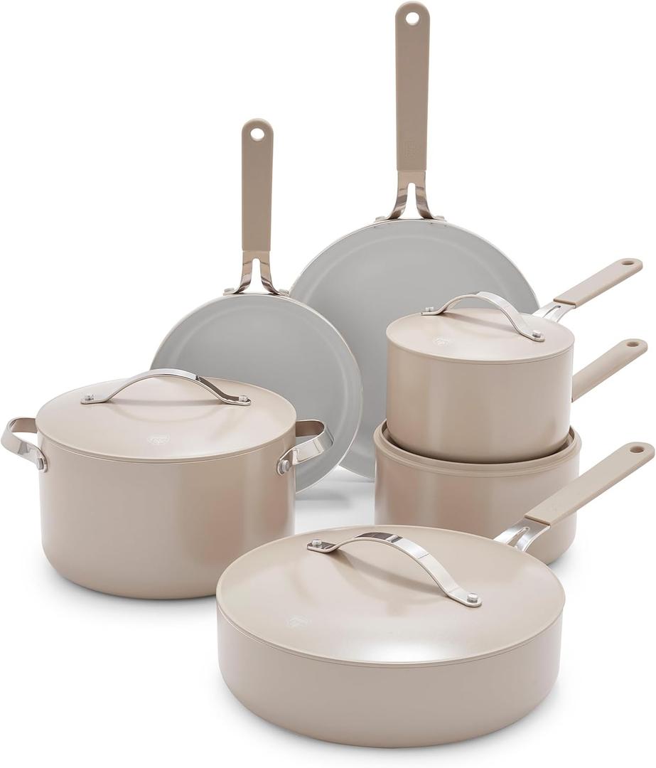 GreenLife 10-Piece Nonstick Ceramic Cookware Set, Lightweight Healthy ...