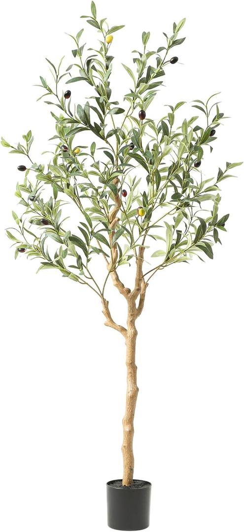 Nafresh Tall Faux Olive Tree4Ft(48in) Realistic Texture Potted Silk Artificial Olive Tree Fake Olive Trees Indoor Outdoor for Home Office Living Room Bedroom Foyer Porch Decor.