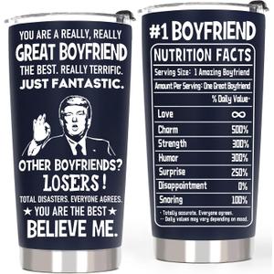 Gifts for Boyfriend from Girlfriend - Funny Gifts for Him Bf, Birthday Anniversary Presents Cup for Boyfriend, Insulated Stainless Steel Coffee Tumbler 20 OZ Navy