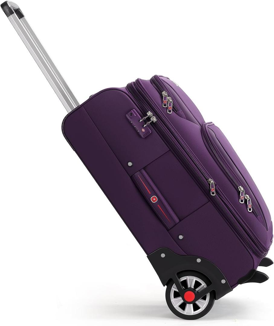 ROPLUS Laduga Softside Expandable Luggage with Large Steel Wheels Checked-Luggage Suicase (Purple, 25-Inch)