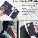 for Samsung Galaxy S24 Ultra Case with Detachable Magnetic Wallet - 2-in-1 Flip Folio Stand Cover, Card Holder & Wireless Charging Compatible - Blue