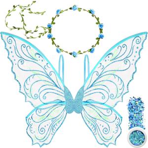 U-Goforst Fairy Wings Adult Women, Fairy Costume for Woman Butterfly Wings for Girls Adult Halloween Costume Cosplay Dress Up