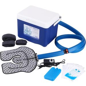 Cold Therapy Machine for Post Surgery Recovery Adjustable Cryo Ice Compression System with Quiet Pump, Universal Pads for Knee, Shoulder, Hip, Ankle Portable Cold & Ice Therapy Unit (12 L), Blue