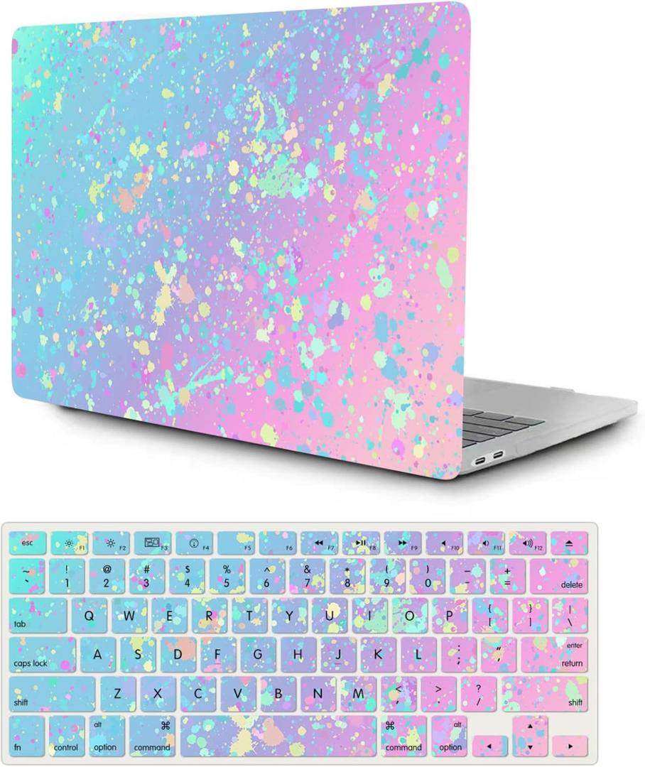 Hard Case Compatible with MacBook Air 11 Inch Model A1370 A1465 2015 2014 2013 2012 2011 2010 Release, Light Plastic Pattern Hardshell Cover and Keyboard Skin for 11.6" MacBook, Blue & Pink