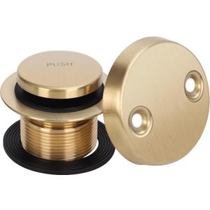 PRIMSOPH Tip-Toe Tub Drain Trim Kit with Two Hole Overflow Faceplate Conversion Kit Assembly Universal Fine Coarse Thread Replacement Brushed Gold