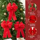 JOYIN 3 PCS Christmas Red Velvet Bows 14" x 12", Large Xmas Golden Edged Red Velvet Bow Tree Decor for Christmas Home Wreath Decoration