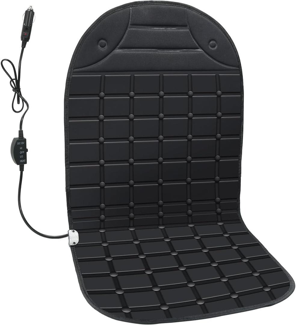 BRIGHTDECK Seat Cushion Winter Potable Seat Cover with Adjustanle Buckle for Full Back and Seat (Black)