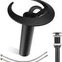 Rainbow Waterfall Black Vessel Sink Faucet, Brushed Gold Single Hole Bowl Sink Faucet Tall Bathroom Faucet Single Handle with Pop up Drain Assembly(Black-Tall)