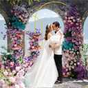 Putros Metal Arch Backdrop Stand Gold Wedding Arch Stand Set of 2 (7.2FT/6FT) Square Arched Frame for Birthday Party Graduation Ceremony Decoration