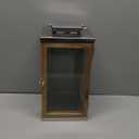 Set of 1 Wooden, Metal and Glass Lanterns – Wood Tealight Holder Set High Quality Wooden Table Lantern Candle Holder Candlestick