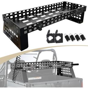 TOPOWN UTV Over Bed Cargo Rack with Tool Clamps, Molle Panel Sides Overbed Cargo Racks for Polaris General Fit Bed Rail Widths from 40.23-43.07, Heavy Duty UTV Storage Rack, Strong Load Capacity