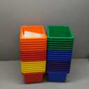 Outus 36 Pcs Plastic Cubby Bins Bulk for Classroom Organization Small Stackable Book Bins Toy Storage Tubs Box Container Organizer with 120 Self Adhesive Label for Library School Office Home, 6 Colors