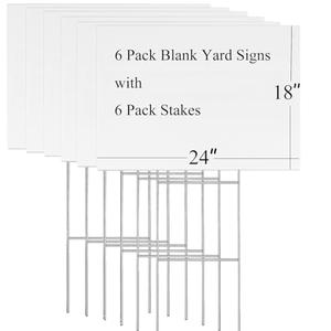 Blank Yard Signs with Stakes, 6 Pack Lawn Signs 18x24 Inches, Custom Double Sided for Yard Sale Signs Outdoor, Garage Sale, Party Decorations (18x24inch)
