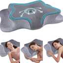 CHxxy Cervical Neck Pillow for Pain Relief Sleeping, Memory Foam Pillows, Ergonomic Side Sleeper Pillows, Cooling Orthopedic Neck Support Pillow for Back Stomach Sleepers-Queen Size Grey&Grey