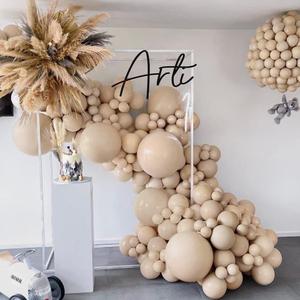 Nude Beige Balloon Double Stuffed Tan Brown Balloons Garland Different Sizes Latex Apricot Balloons Arch Kit for Neutral Baby Shower Jungle Theme Woodland Teddy Bear Birthday Boho Party Decorations
