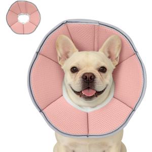 MAXFUT Dog Cone Collar,Soft Cone for Dogs to Stop Licking After Surgery,Non Inflatable Dog Donut Cone (Pink, M) 