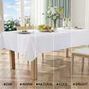 2 x Smiry Rectangle Table Cloth 60x84 Inch, Waterproof Wipeable Vinyl Tablecloths Protector, Oil Spill Proof Plastic Table Cover for Dining, Picnic, Camping, Outdoor, White