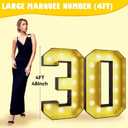 4FT Marquee Light Up 30 Numbers,Glitter Gold Giant Marquee Mosaic Frame Light Up Number for 30th Birthday Party Decorations Mosaic Number 30,DIY Frame Pre-Cut Foam Board Kit
