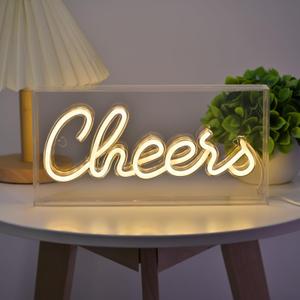 Cheers Neon Sign for Home Bar USB Powered, LED Neon Light Sign for Wall Background Decor, Cheers Light Up Sign Neon for Bar Birthday Party Wedding 11.8 * 5.9in(Warm White)