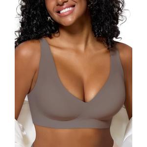 As Fairy Seamless Bras Supportive Lift No Underwire Full Coverage Wireless Plunge Low Cut Bralettes Padded Comfy Bras (Grey 38B)