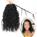 Goddess Faux Locs Crochet Hair for Black Women-10 Inch 8 Packs Natural Black,Soft River Locs,Curly Faux Locs With Bohemian Curly Branch,Pre Looped Synthetic Braiding Hair Extensions(10"-8P,1B)