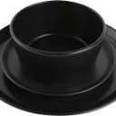 Gibson Soho Lounge Sofia Coupe 12-Piece Stoneware Dinnerware Set, Service for 4 Black Plates and Bowls