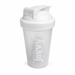 Javvy Shaker Bottle, White, 12 oz