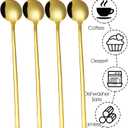 4pcs Satin Stainless Steel Coffee Spoons, Gold Modern Espresso Stirring Spoons, 6.7 Inches Long