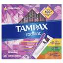 3 x Tampax Radiant Tampons Trio Pack Regular/Super/Super Plus Absorbency, Unscented, 28 Count