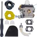 581734301 574386701 Carburetor Kit with 574603901 Line Trimmer Fuel Filter for HUSQ 122LD 122C 122LDX 122LK 2 CyCle Trimmer Edger Parts Replace 574386701 581734301 Carb