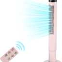 Antarctic Star Tower Fan Portable Floor Fans 85Oscillating Fan 43'' Quiet Cooling 12H Timer Remote Control Standing Bladeless Electric 3 Speeds Wind 3 Modes Bedroom Office(43 inch, Pink)