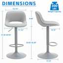 YOUNIKE Bar Stools Set of 2 All Grey Swivel Barstools, Compact Adjustable Counter Height Bar Stools Faux Leather Upholstered Counter Stools with Hollow Back for Kitchen Island, Large