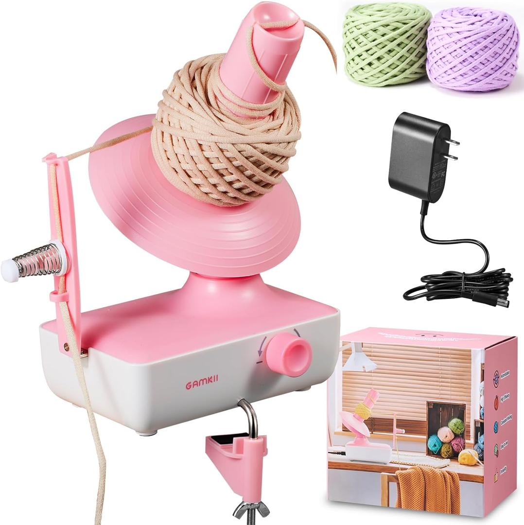 QXQXIN Yarn Winder, Electric Yarn Winder Machine with Stepless Speed 2 Min/Ball, 10oz Large Capacity Yarn Ball Winder, Adjustable Strong Spring Tension Electric Yarn Roller
