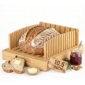 Sourdough Bread Slicer for Homemade Bread - 10.5" Extra Wide Premium Bamboo Guide for Large Round Loaves & Artisan Baking - Heavy Duty Stable Mortise-Tenon Structure with Crumb Catcher Tray