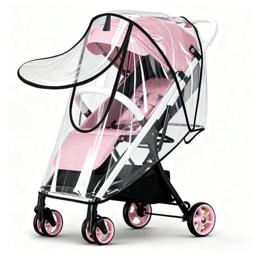 EVA Stroller Rain Cover, No-Zip Waterproof Stroller Cover - Food Grade Material, Breathable Baby Travel Weather Shield for Most Single Strollers & Joggers, Black