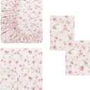 Modern Threads 4-Piece Ultra Soft Microfiber Bed Sheets Set, Wrinkle Free Sheets with Deep Pockets Fitted Sheet, Flat Sheet & Pillowcases, Lightweight Breathable Bedding, Floral Rose, Full