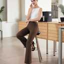 DLOODA Womens Dress Pants Stretchy Work Pants Business Casual Office Trousers Pull On Flare Slacks with 4 Pockets (Brown, S)
