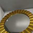 Round Gold Mirrors for Wall Decor 26 Inch, Art Deco Mirror for Bathroom With Geometric Frame, Gold Circle Mirrors Entryway Mirrors for Wall, Modern Wall Mounted Mirror for Bedroom, Living Room