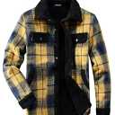 Fozexi Women's Sherpa Lined Jackets Sherpa Turn-Down Collar Warm Winter Fleece Flannel Jacket for Women Trendy Yellow X-Small